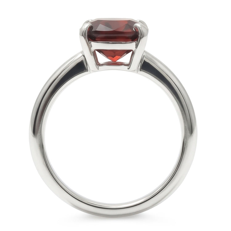 Bague en saphir rouge taille radiant de 1.65 ct en or blanc 14k