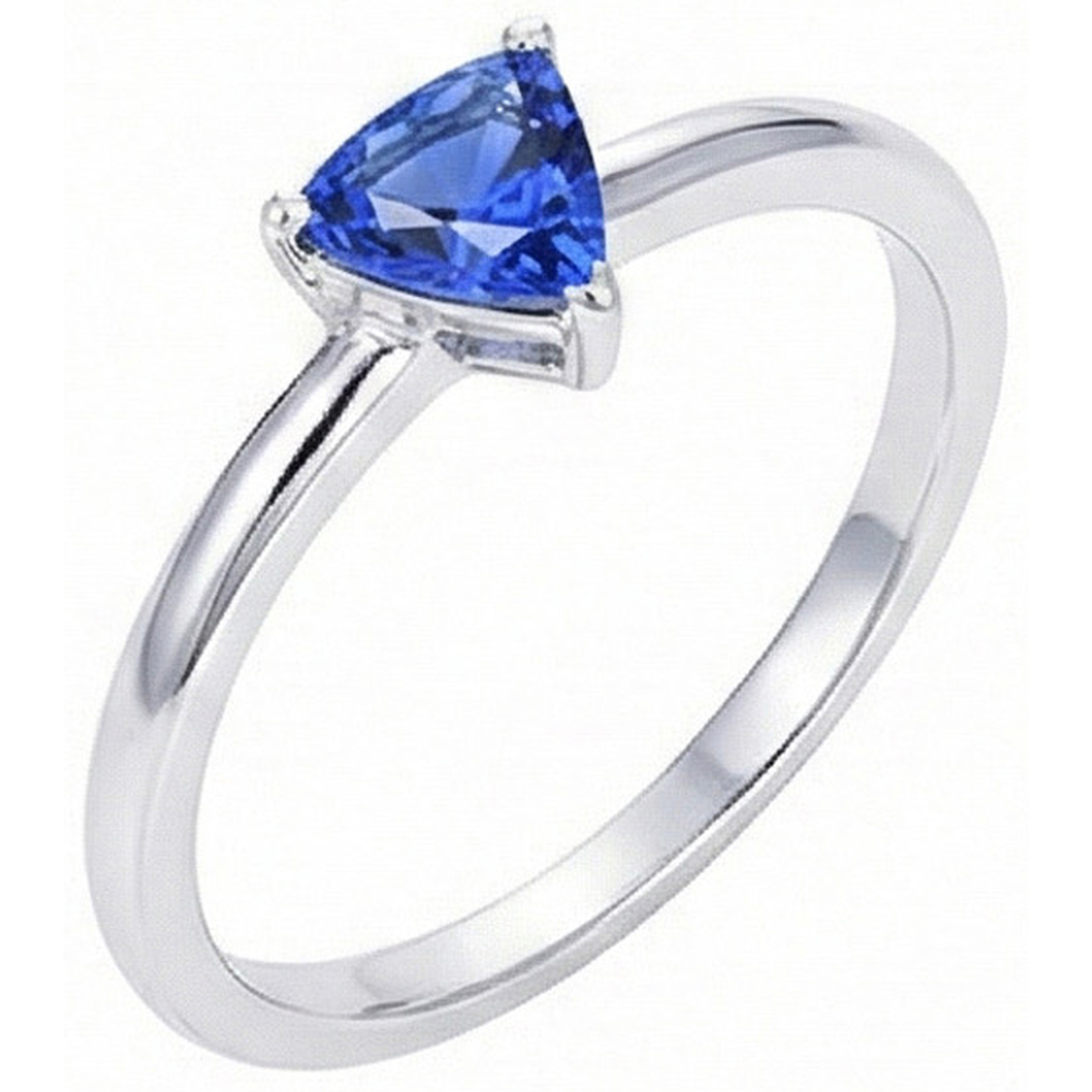 naturel trillion saphir 0.50carats bague angle de côté