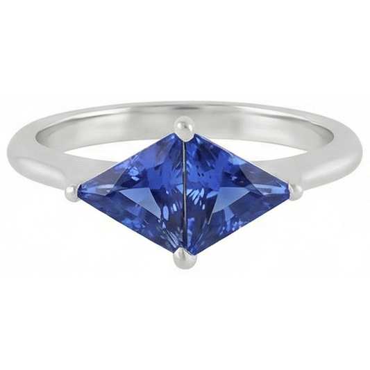 Bague en saphir taille trillion 2 carats bijoux pour femme en or