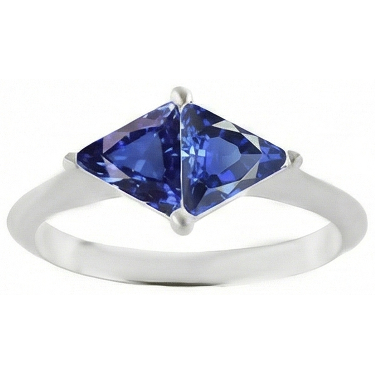 Bague en saphir taille trillion 2 carats bijoux pour femme en or