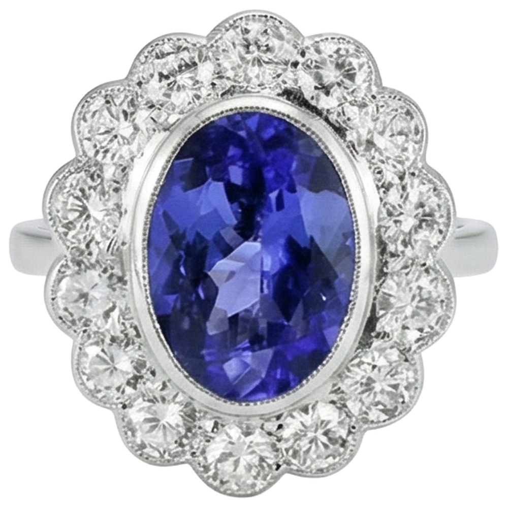 naturel oval tanzanite 5.15carats bague angle de côté