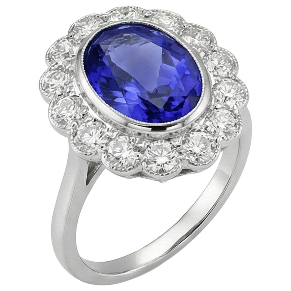 naturel oval tanzanite 5.15carats bague détail rapproché
