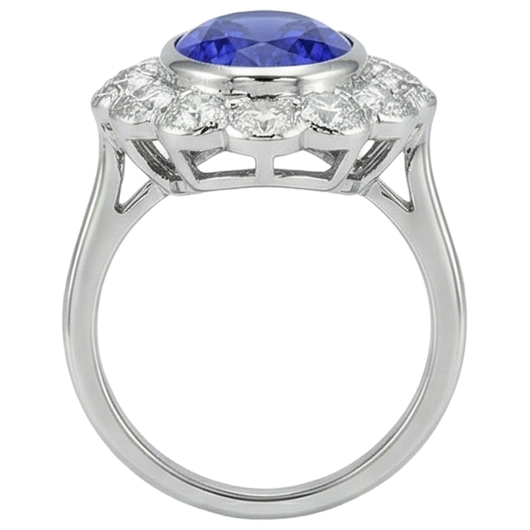 naturel oval tanzanite 5.15carats bague vue de profil
