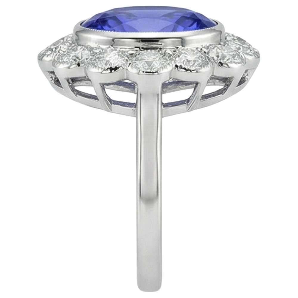 naturel oval tanzanite 5.15carats bague sur blanc
