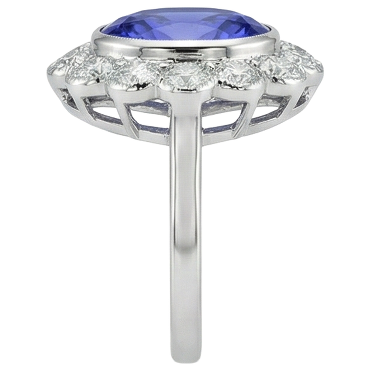 naturel oval tanzanite 5.15carats bague sur blanc