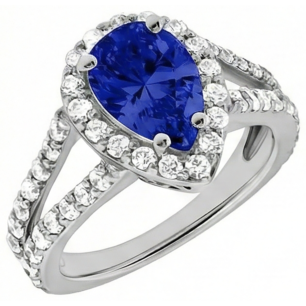 naturel pear tanzanite 1.85carats bague angle de côté