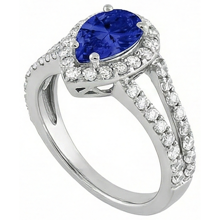 naturel pear tanzanite 1.85carats bague détail rapproché