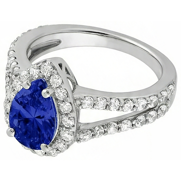 naturel pear tanzanite 1.85carats bague vue de dessus