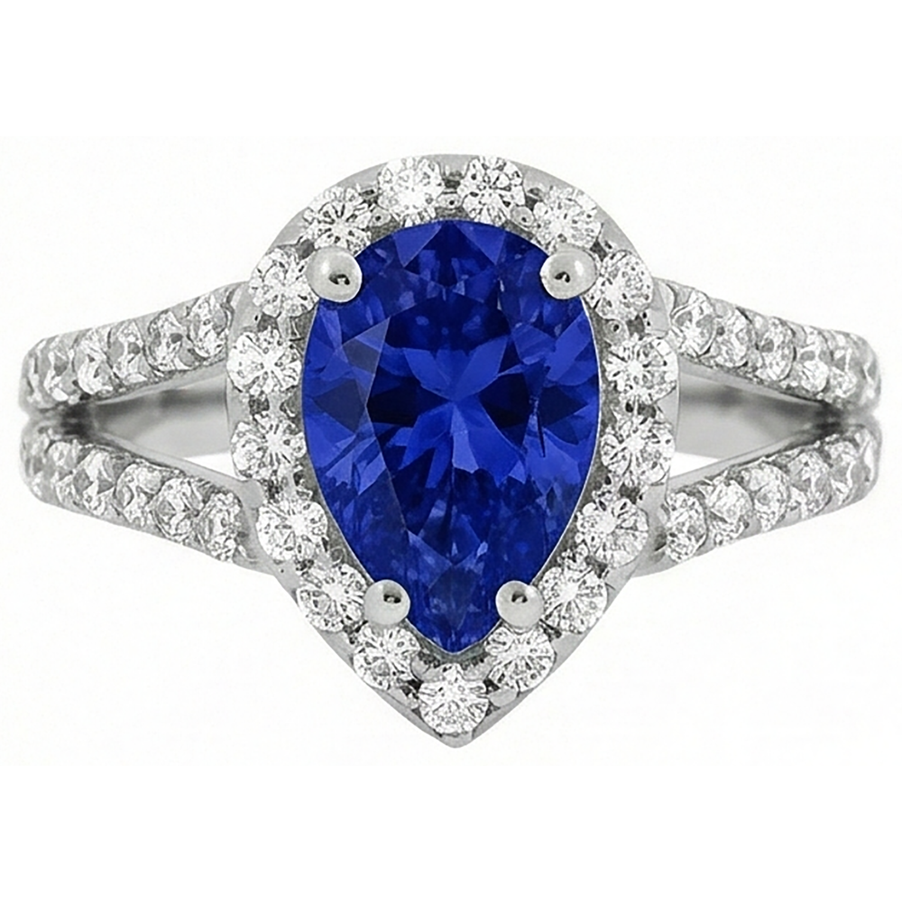 naturel pear tanzanite 1.85carats bague vue de profil