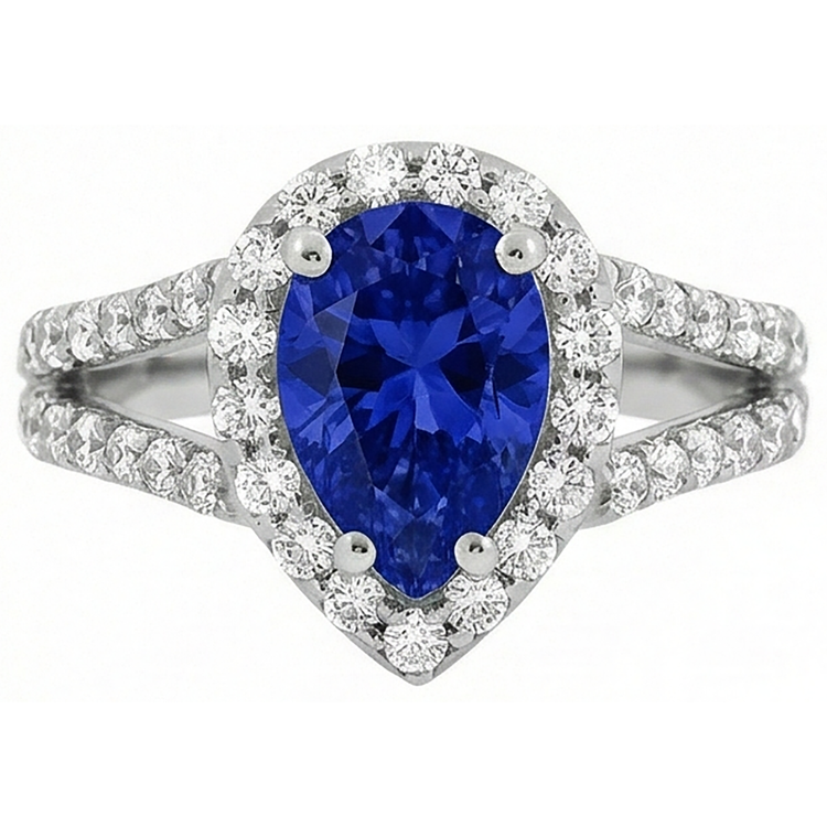 naturel pear tanzanite 1.85carats bague vue de profil