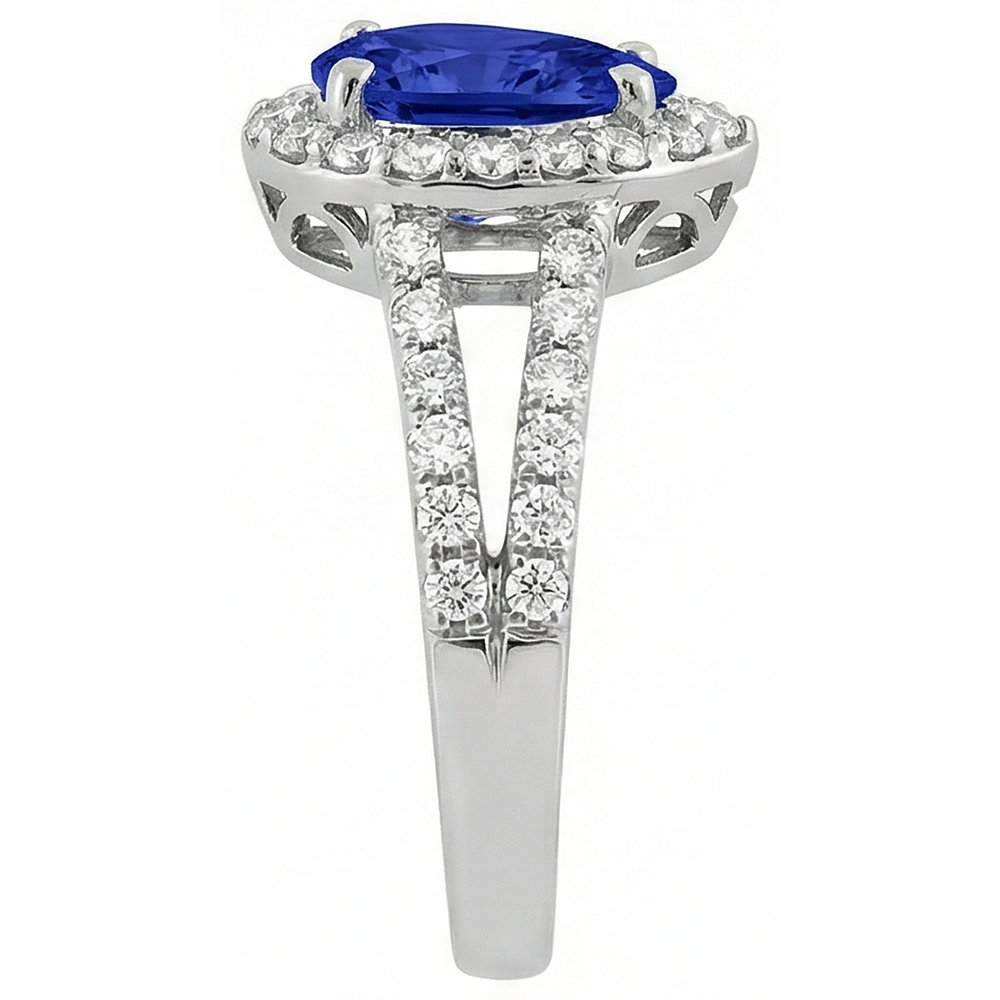 naturel pear tanzanite 1.85carats bague avec accents diamants