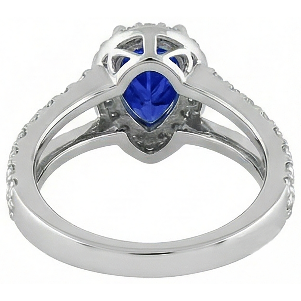 naturel pear tanzanite 1.85carats bague détail anneau