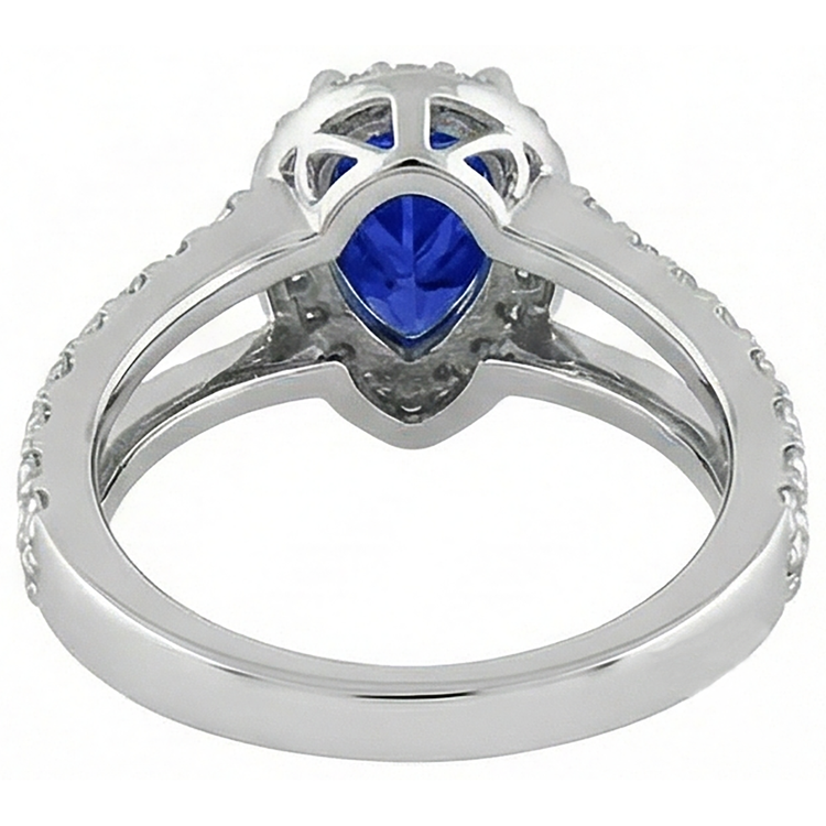 naturel pear tanzanite 1.85carats bague détail anneau
