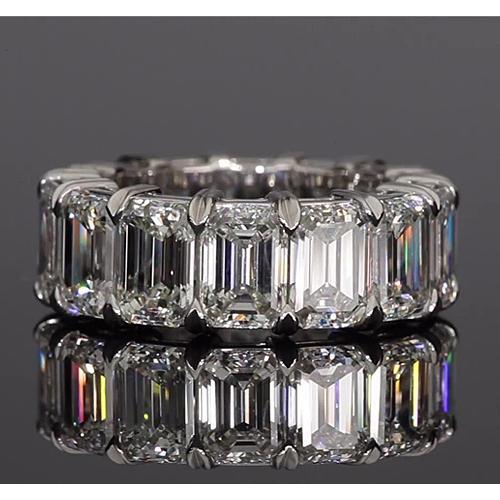 Bague éternité Authentique diamant taille émeraude 11.20 carats bijoux en or blanc