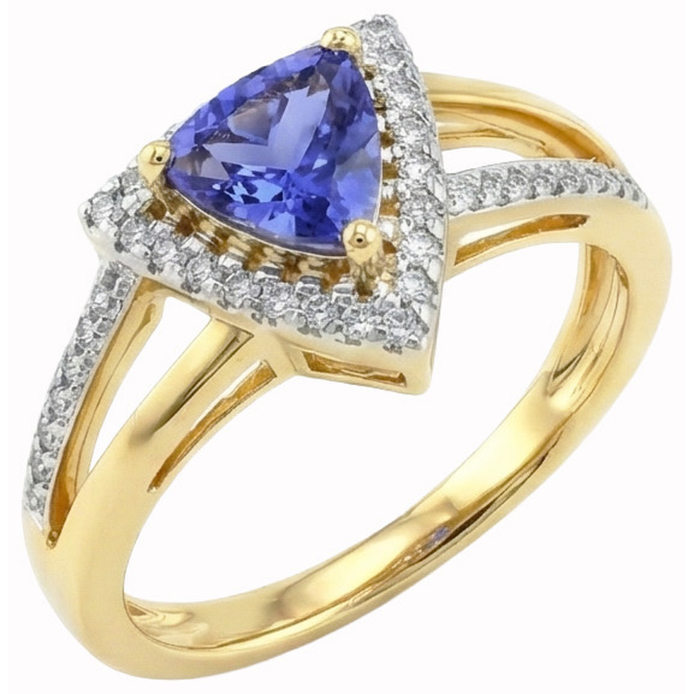 naturel trillion tanzanite 1.51carats bague vue de face