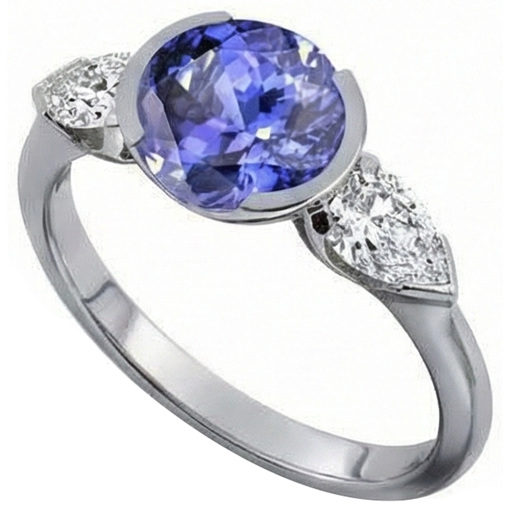 naturel oval tanzanite 3carats bague angle de côté