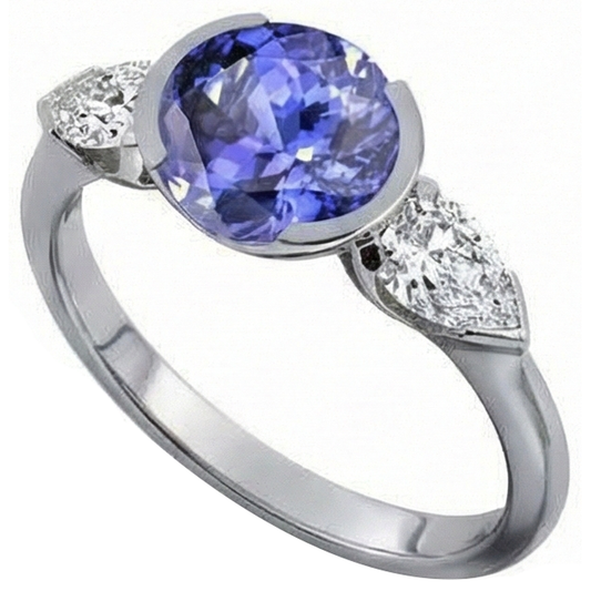 naturel oval tanzanite 3carats bague angle de côté