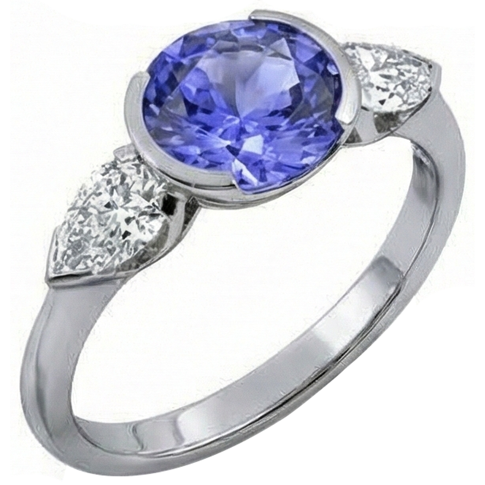 naturel oval tanzanite 3carats bague détail rapproché