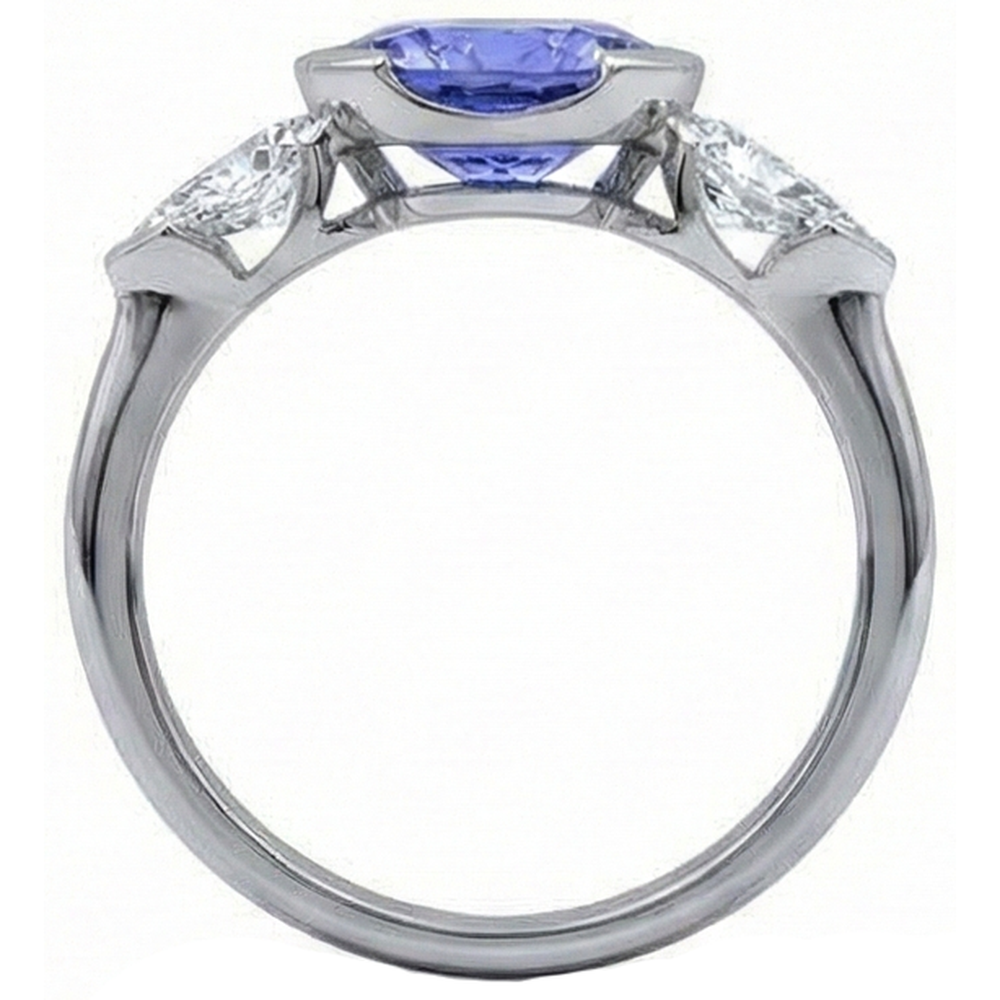 naturel oval tanzanite 3carats bague vue de dessus