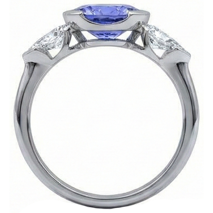 naturel oval tanzanite 3carats bague vue de dessus