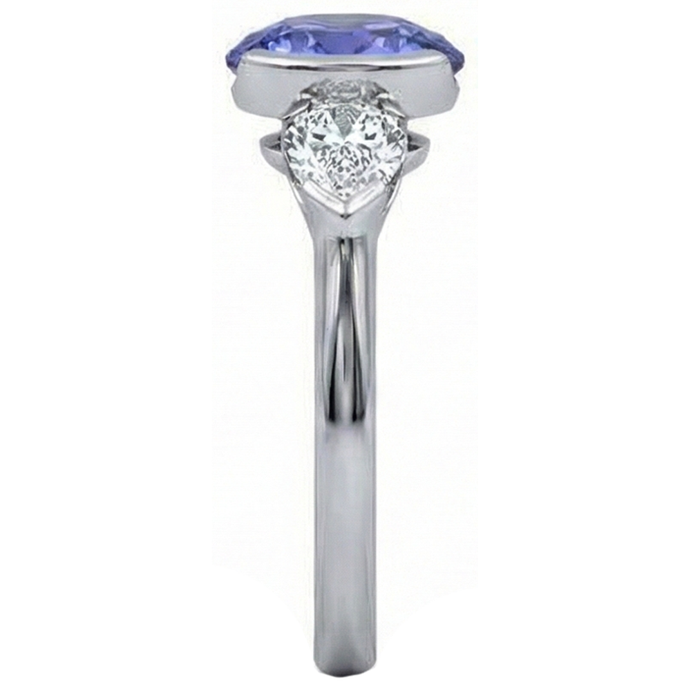 naturel oval tanzanite 3carats bague vue de profil