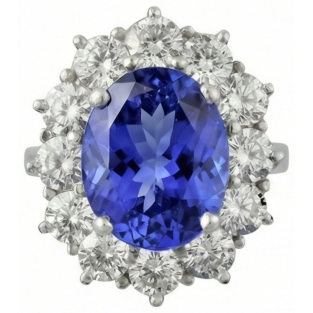 naturel oval tanzanite 6carats bague angle de côté