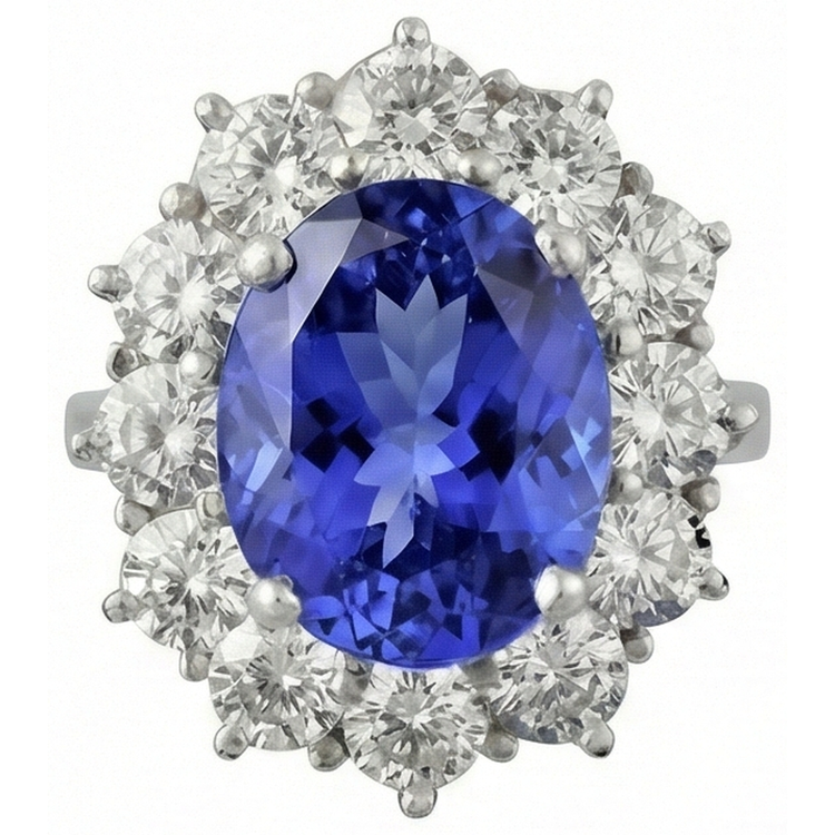 naturel oval tanzanite 6carats bague angle de côté
