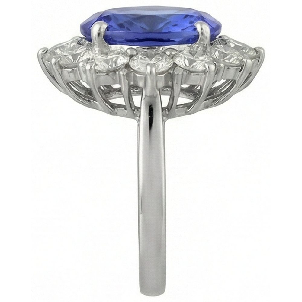 naturel oval tanzanite 6carats bague vue de profil