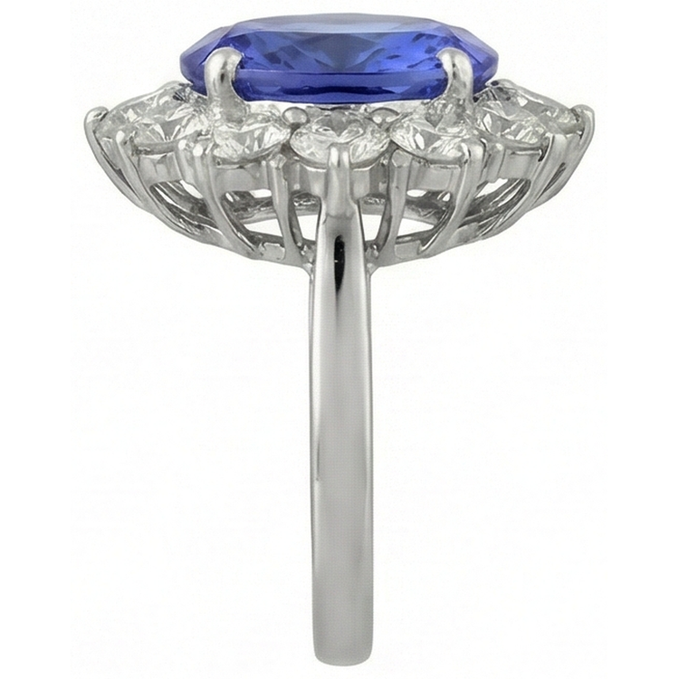 naturel oval tanzanite 6carats bague vue de profil