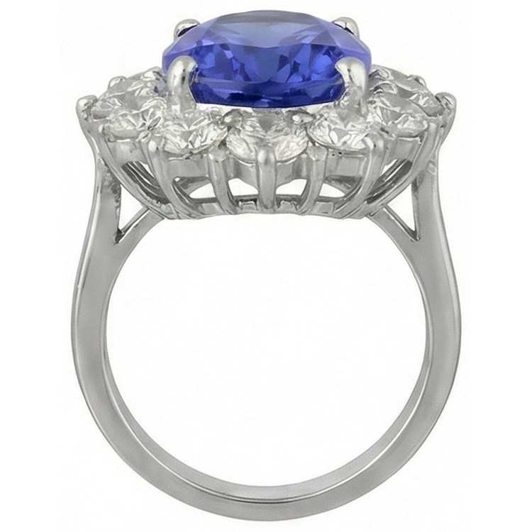 naturel oval tanzanite 6carats bague sur blanc