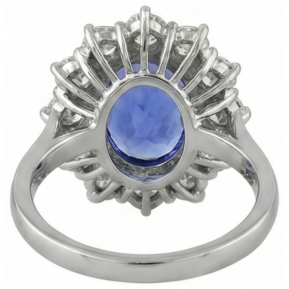 naturel oval tanzanite 6carats bague avec accents diamants