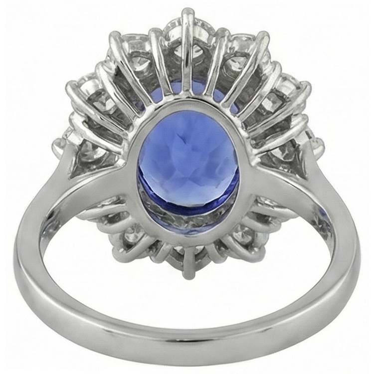 naturel oval tanzanite 6carats bague avec accents diamants