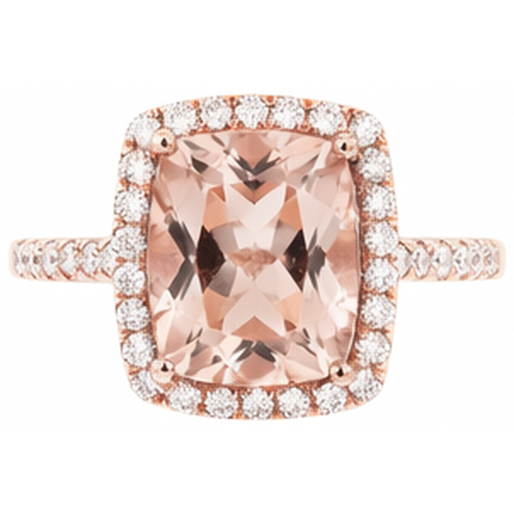 naturel round morganite 5.45carats bague angle de côté