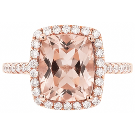 naturel round morganite 5.45carats bague angle de côté