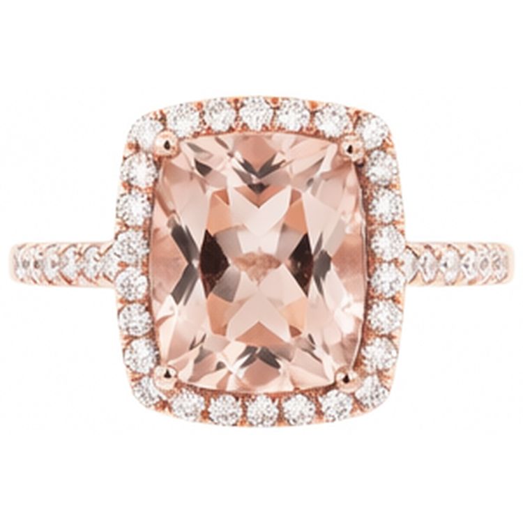 naturel round morganite 5.45carats bague angle de côté
