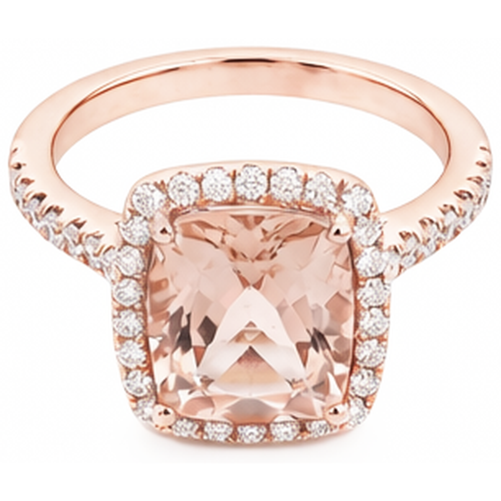 naturel round morganite 5.45carats bague détail rapproché