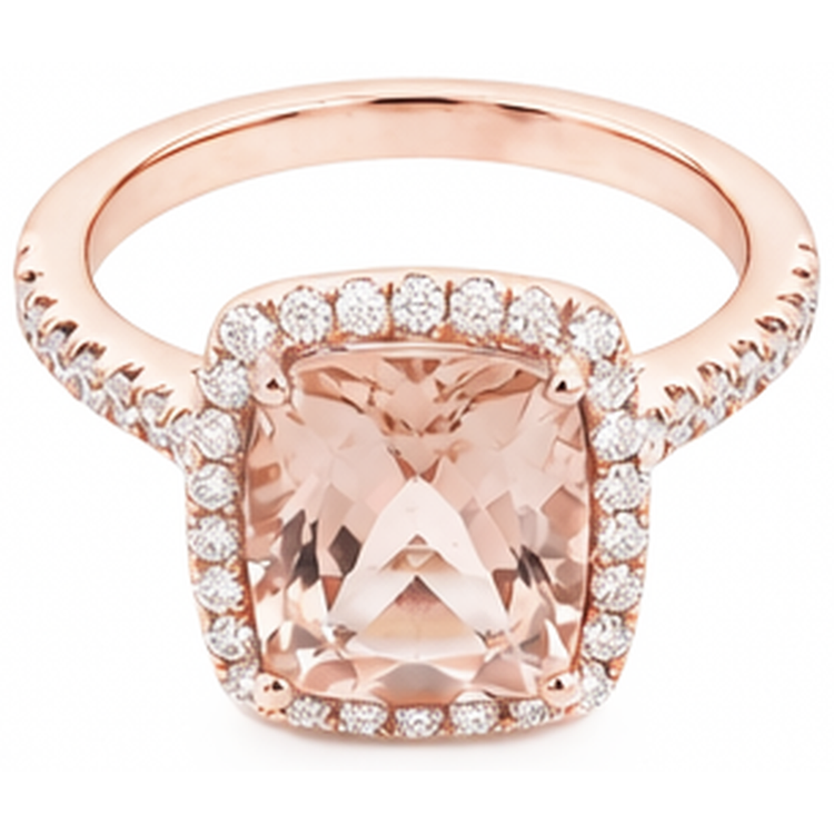 naturel round morganite 5.45carats bague détail rapproché