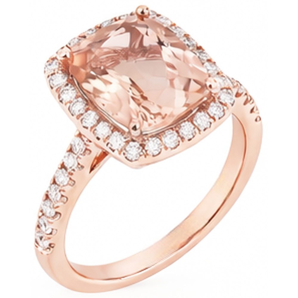 naturel round morganite 5.45carats bague vue de dessus