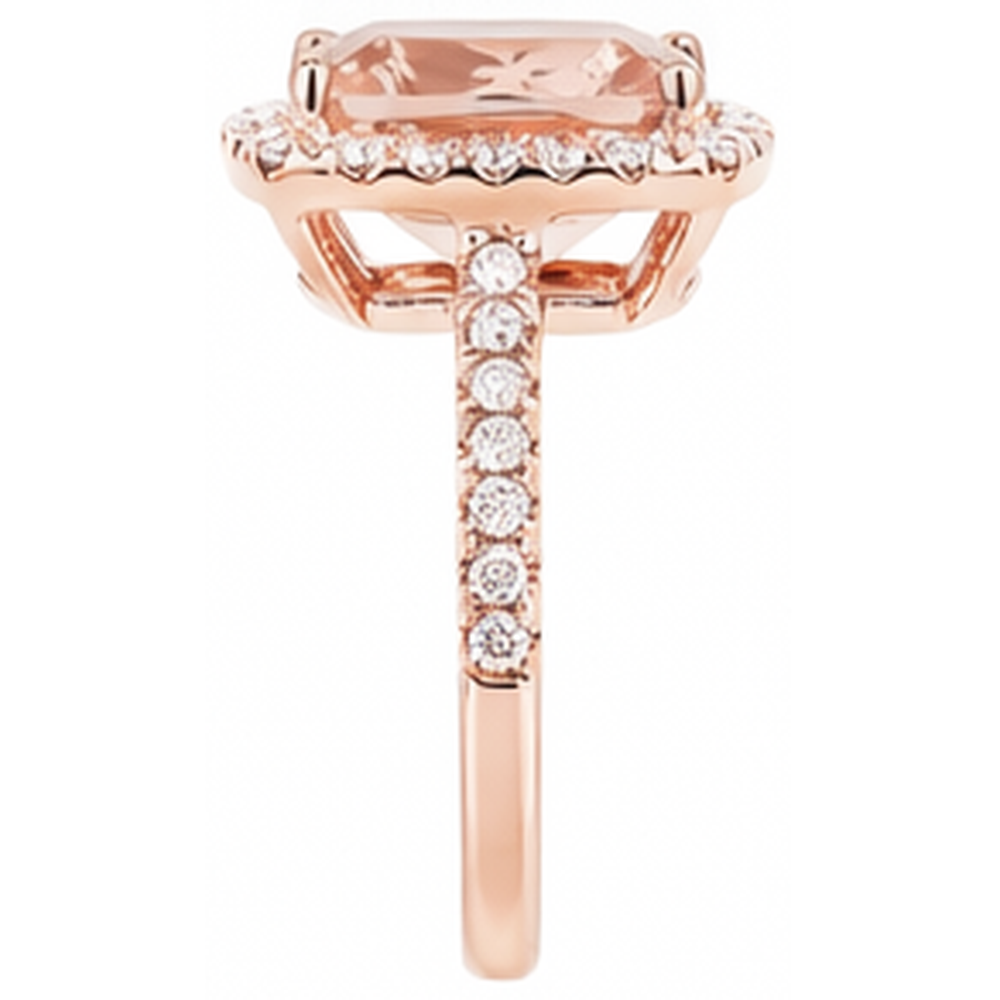 naturel round morganite 5.45carats bague vue de profil