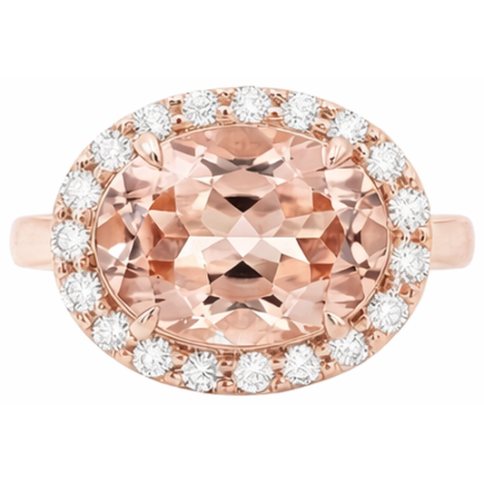 naturel round morganite 8.10carats bague angle de côté