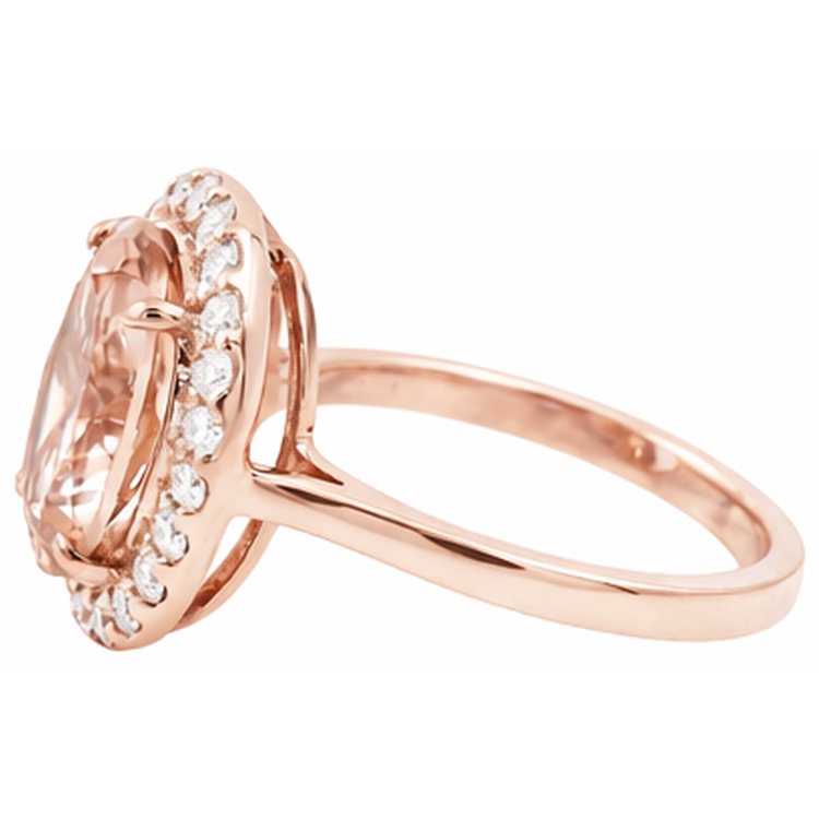 naturel round morganite 8.10carats bague détail rapproché