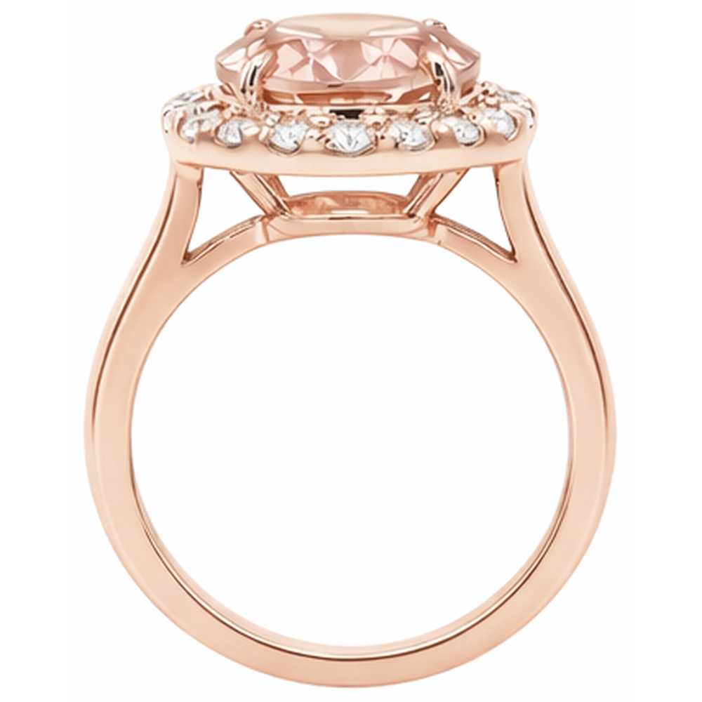 naturel round morganite 8.10carats bague vue de profil