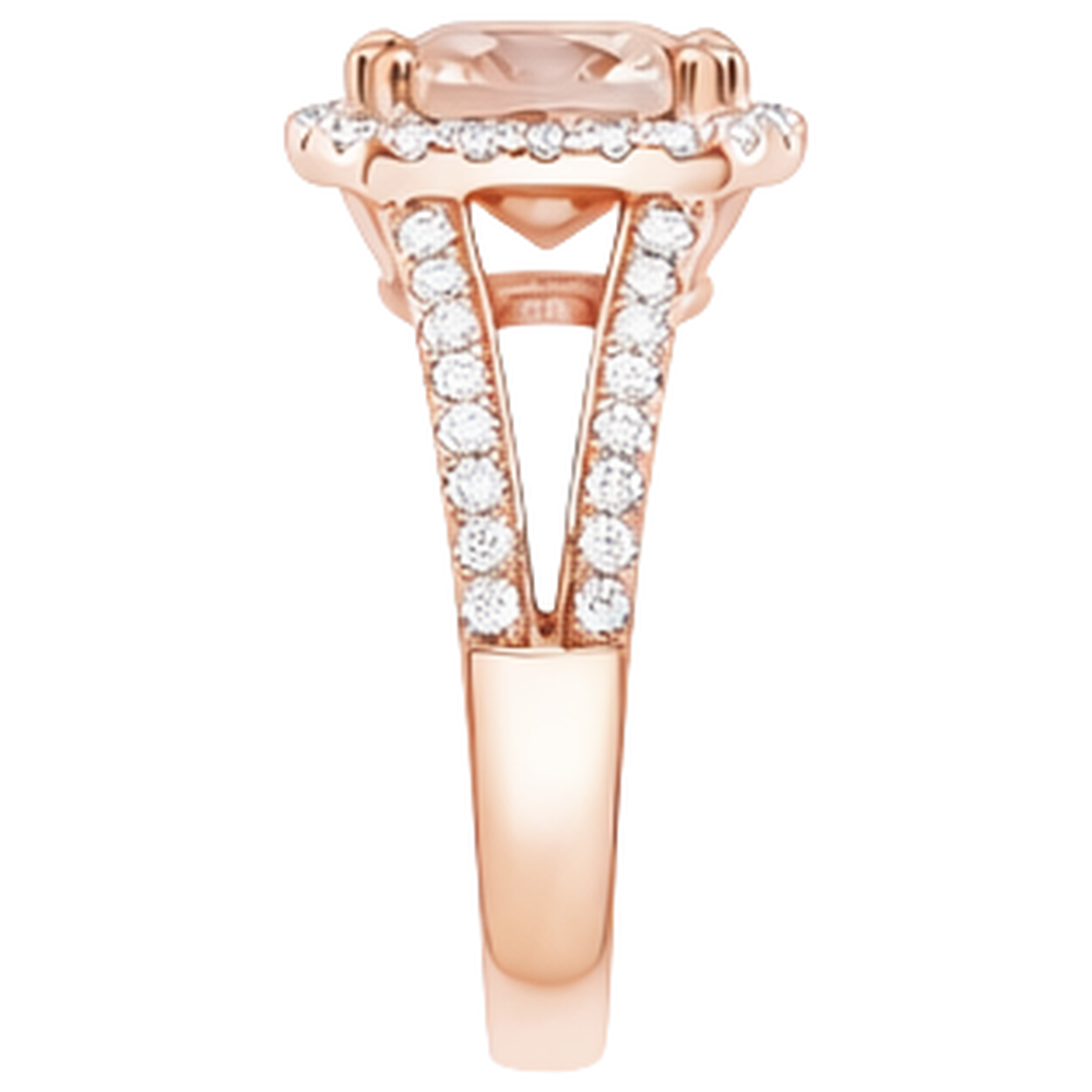 naturel oval morganite 16.75carats bague vue de profil