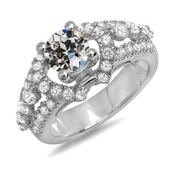 Bague fantaisie Naturel diamant rond taille ancienne sertie de bijoux 5 carats or 14K
