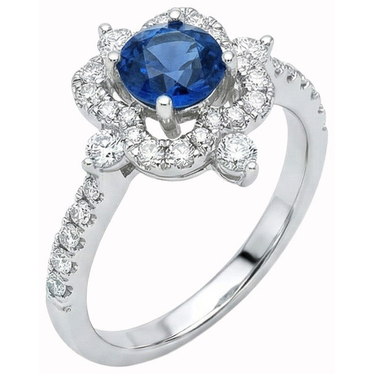 naturel round saphir 4.30carats bague vue de face
