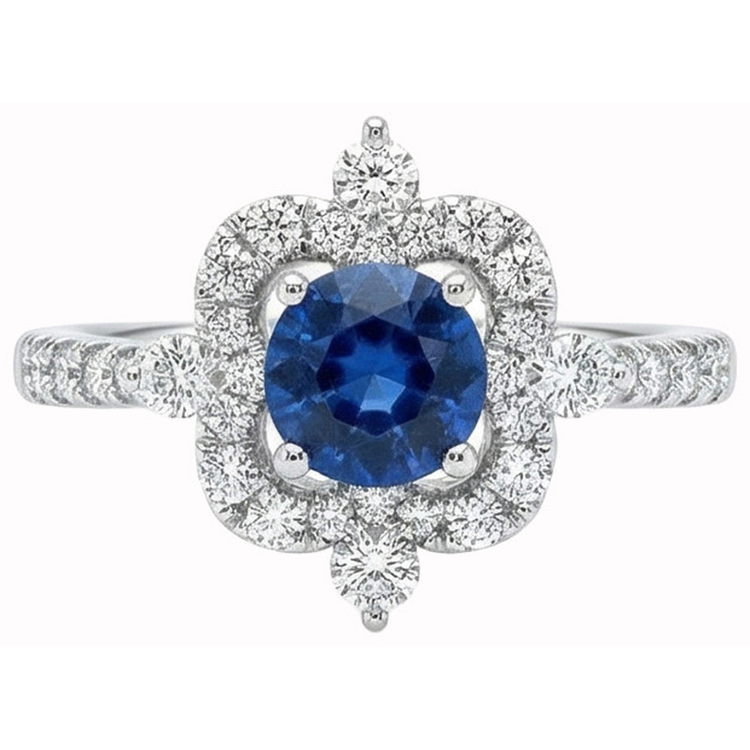 naturel round saphir 4.30carats bague angle de côté