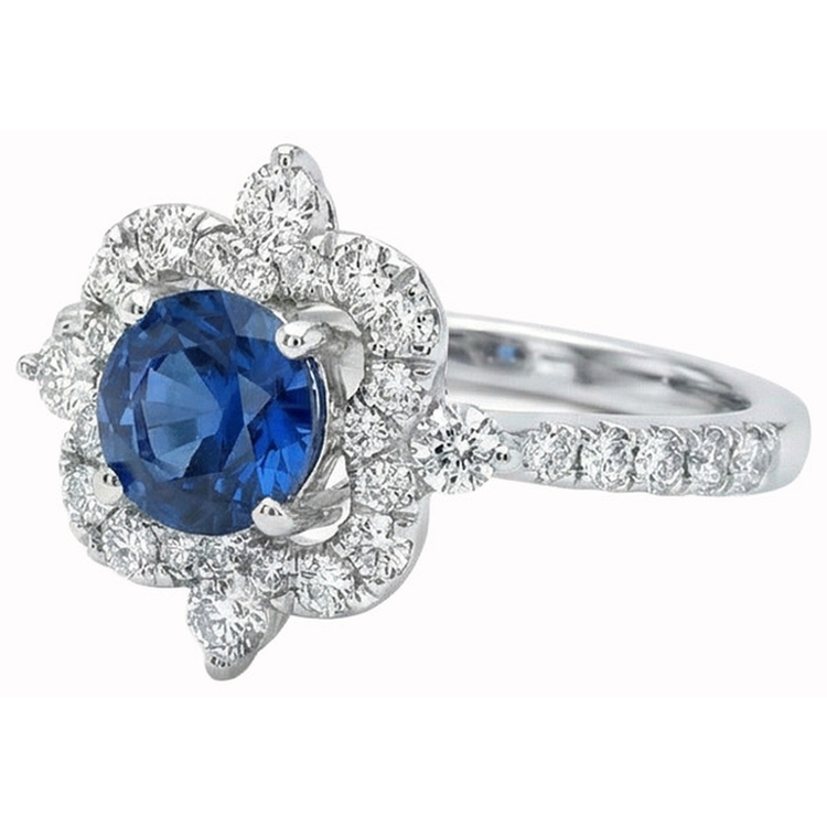 naturel round saphir 4.30carats bague détail rapproché