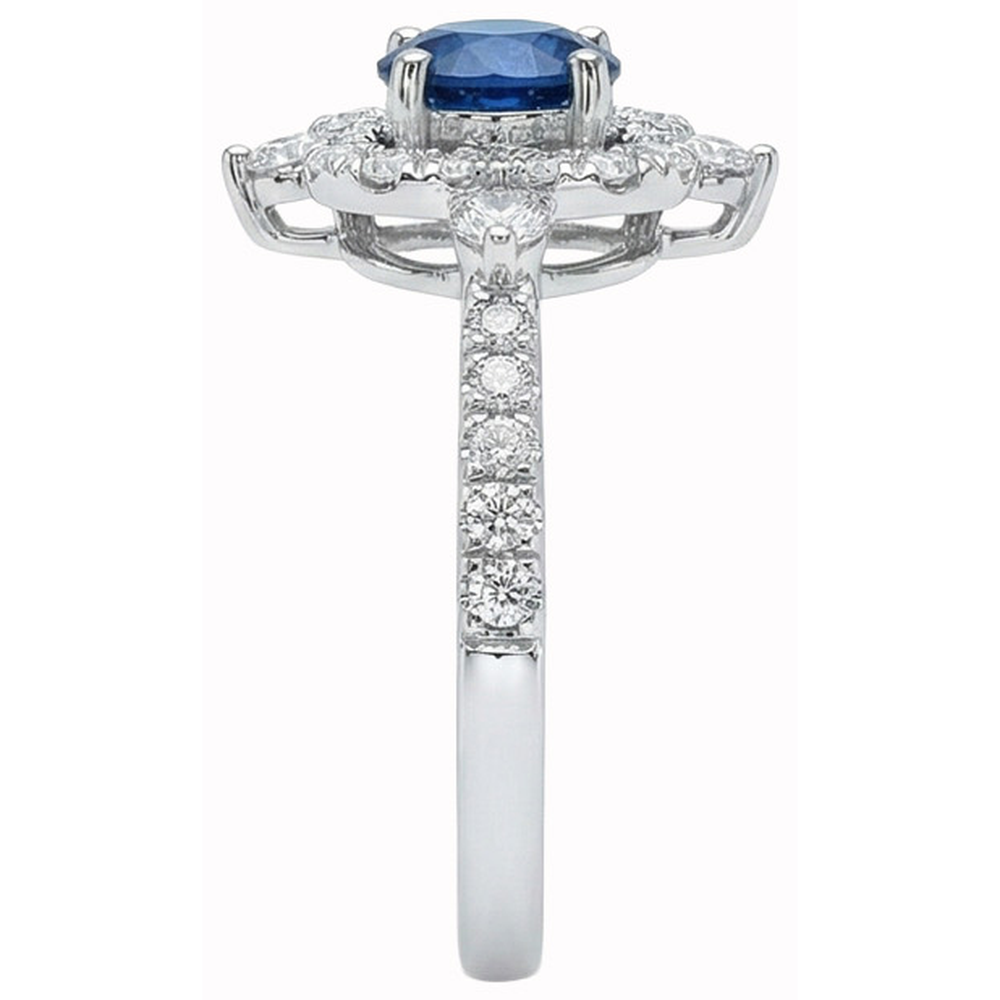 naturel round saphir 4.30carats bague vue de profil
