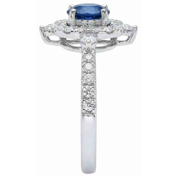 naturel round saphir 4.30carats bague vue de profil