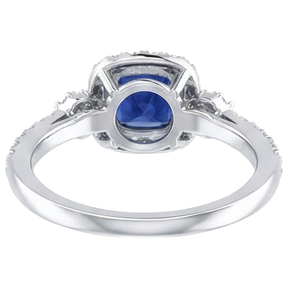 naturel cushion saphir 2.45carats bague vue de profil